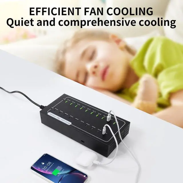 Alt view image 7 of 7 - 480W USB Charging Station 20 Port Fast Charging Station for Multiple Devices PD3.0/QC4.0 Multi-Protocol Smart Power Delivery & Overload Protection for iPhone iPad Tablet and More