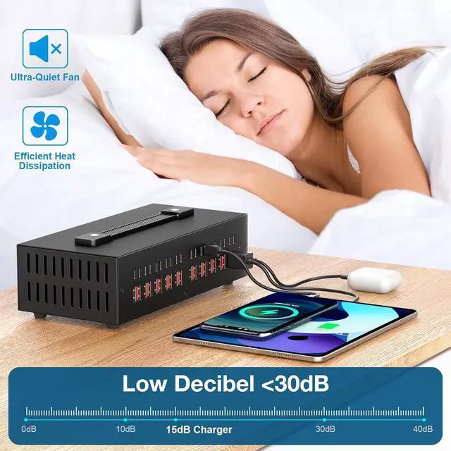 Alt view image 4 of 7 - Portable USB~C Charger Block 300W(40A) 40Port (20 USB A & 20 USB~C Port) Home USB Charging Station for Multiple Devices Desktop USB Wall Charger Compatible with iPhone iPad Kindle Tablets Watch