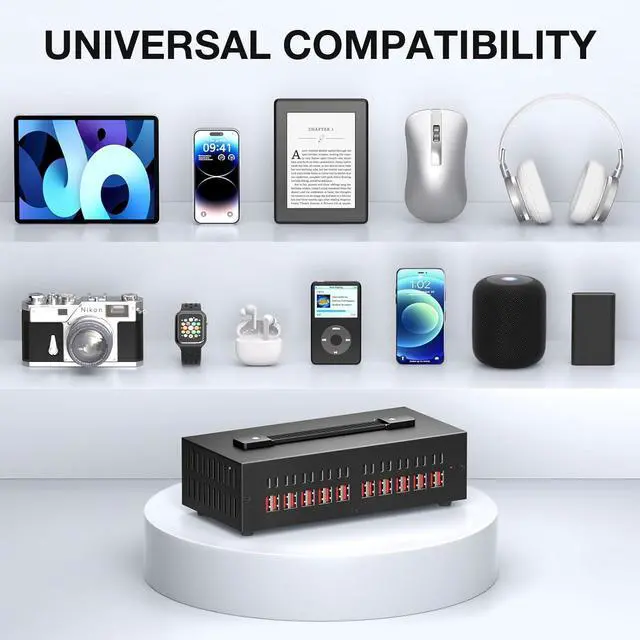 Alt view image 5 of 7 - Portable USB~C Charger Block 300W(40A) 40Port (20 USB A & 20 USB~C Port) Home USB Charging Station for Multiple Devices Desktop USB Wall Charger Compatible with iPhone iPad Kindle Tablets Watch
