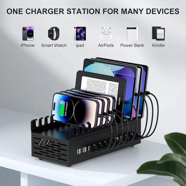 Alt view image 5 of 7 - 300W USB Charging Station 22 Port USB Fast Charging Station for Multiple Devices Multi Charger Station Organizer Compatible with Cellphone Tablet Kindle iPad and More