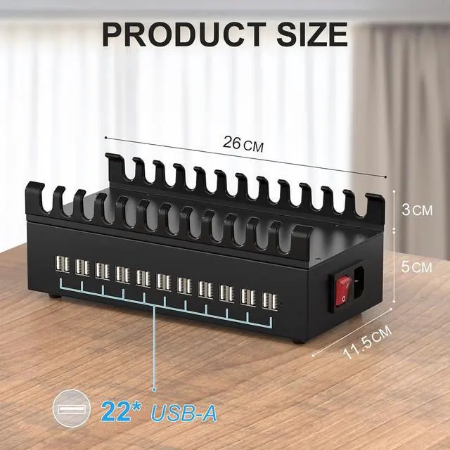 Alt view image 7 of 7 - 300W USB Charging Station 22 Port USB Fast Charging Station for Multiple Devices Multi Charger Station Organizer Compatible with Cellphone Tablet Kindle iPad and More