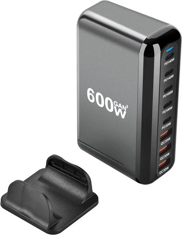 Main image of 600W USB C Charger GaN III 3 Charger Fast USB C Charging Station 8 Ports for Smart Phones Tablet and More(Black)