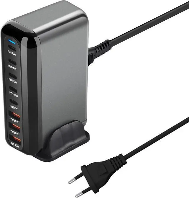 Alt view image 2 of 5 - 600W USB C Charger GaN III 3 Charger Fast USB C Charging Station 8 Ports for Smart Phones Tablet and More(Black)