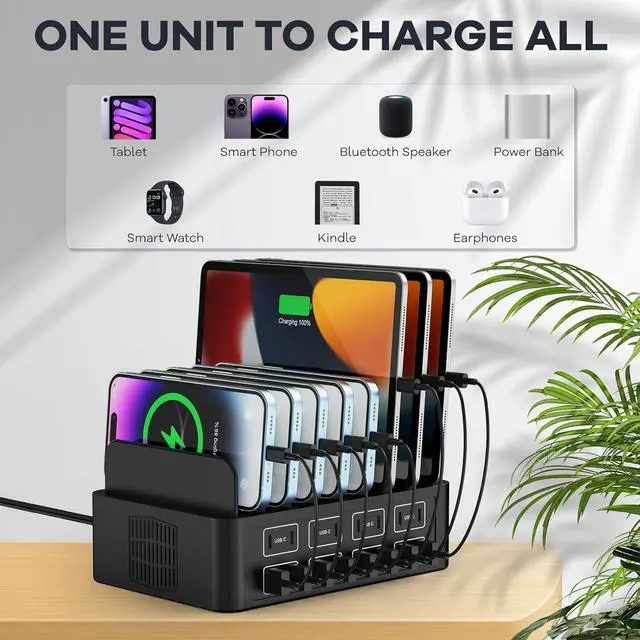 Alt view image 3 of 7 - 150W/35A Charging Station for Multiple Devices 16 Port USB~C Fast Charging Station Multiple Charger Organizer Compatible with Cell Phone iPad Kindle Tablet and Other Electronic