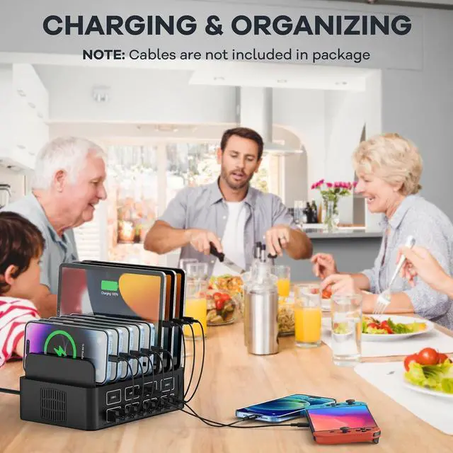 Alt view image 7 of 7 - 150W/35A Charging Station for Multiple Devices 16 Port USB~C Fast Charging Station Multiple Charger Organizer Compatible with Cell Phone iPad Kindle Tablet and Other Electronic