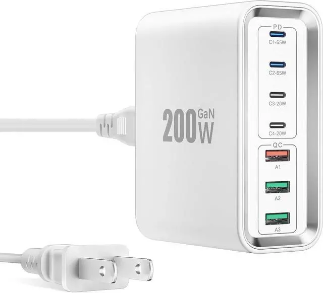 Main image of Charging Station 200W GaN 7-Port Fast USB C Charger Block USB Hub for Multiple Devices 65W USBC Wall Charger Type C PD Adapter Cube Plug for iPhone 16 15 14 13 Pro Max Plus MacBook iPad  ?