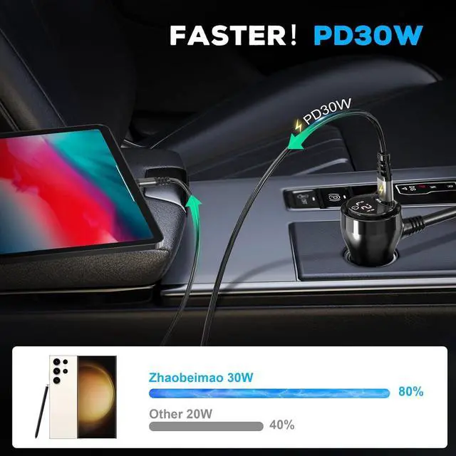 Alt view image 3 of 7 - Cigarette Lighter Splitter Car Charger 300W 4 Socket Car Plug in Outlet 12V Adapter with Dual PD 36W and QC3.0 USB C Multi Port & Independent Switch & Dust Cover & Voltmeter for All Car Devices