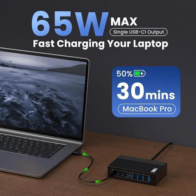 Alt view image 3 of 7 - 200W USB C Charger Block 8-in-1 GaN III USB C Charger Fast Charging Station Hub PD 65W Laptop Charger Adapter Travel Charger for MacBook Pro/Air/ XPS/iPhone 16/15/14/iPad/Galaxy S24 etc.