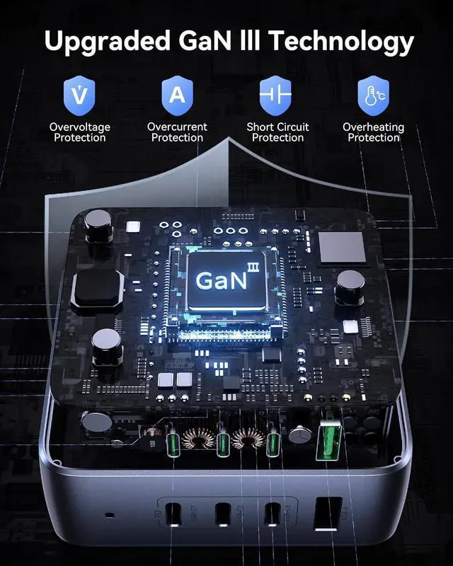 Alt view image 5 of 7 - USB C Charger Block 140W 4 Ports GaN Charger USB C Fast Charging Station Foldable Compact Wall Charger Power Adapter for MacBook Pro iPhone 16/15 iPad Galaxy Steam Deck Google Pixelbook