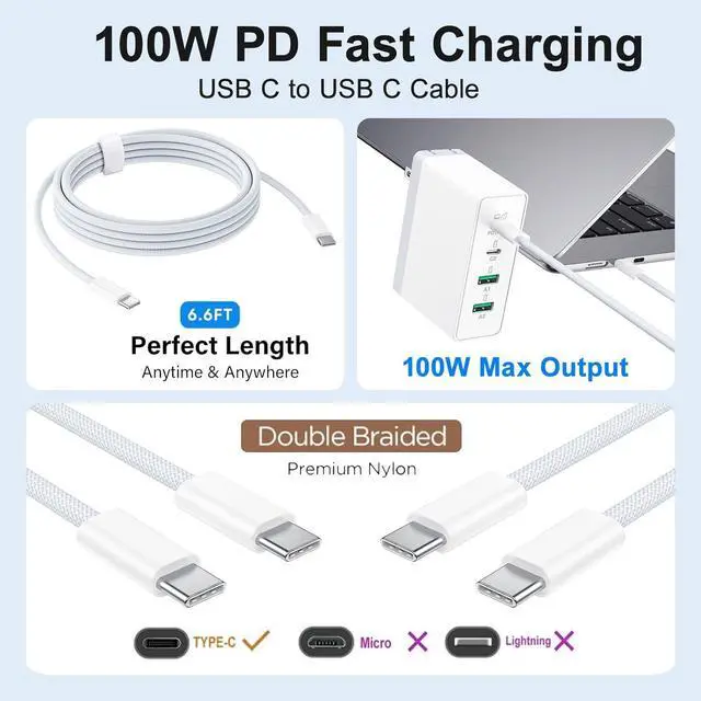 Alt view image 5 of 7 - USB C Charger Block 140W 4-Port Fast Charger Charging Station with 6ft Cable Foldable Wall Charger PD 100W USB C Laptop Charger Adapter for MacBook Pro/Air/iPad Pro/iPhone 16/15/14/13 Galaxy