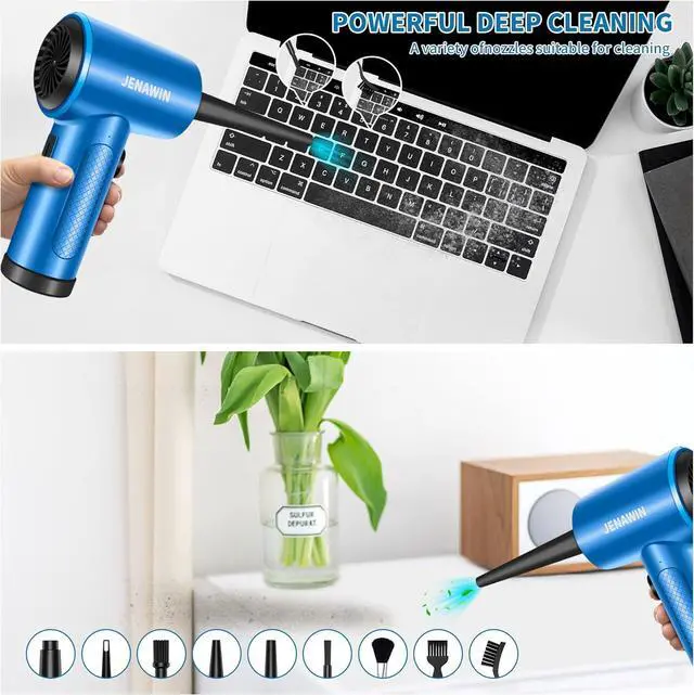 Alt view image 3 of 6 - Electric Compressed Air Duster 3-Speed 91000RPM 8000mAh Rechargeable 14-in-1 Kit with LED for Computers Keyboards Cars & More
