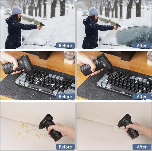 Alt view image 7 of 7 - Compressed-Air-Duster Brushless Electric Air Blower Mini Powerful Cordless Rechargeable 8000mAh Battery Jet Dry Portable Jet Turbo Fan Dust Snow Blower for Cleaning Car/Keyboard/PC/Home