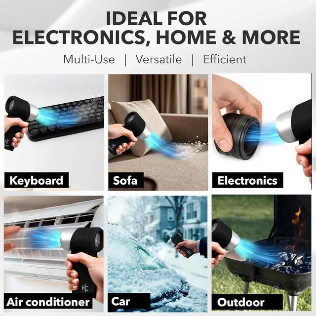 Alt view image 3 of 7 - Air Duster Turbo Fan and Vacuum Electric Compressed Air Duster with Vacuum Capability Powerful 160G Blow Force Rechargeable & Portable Air Duster for PC Laptop Keyboard Home & Car Dust Removal