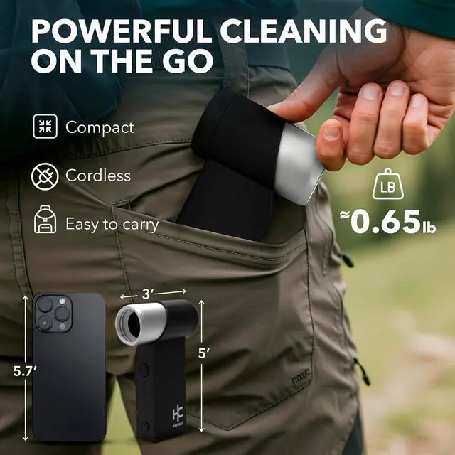 Alt view image 6 of 7 - Air Duster Turbo Fan and Vacuum Electric Compressed Air Duster with Vacuum Capability Powerful 160G Blow Force Rechargeable & Portable Air Duster for PC Laptop Keyboard Home & Car Dust Removal