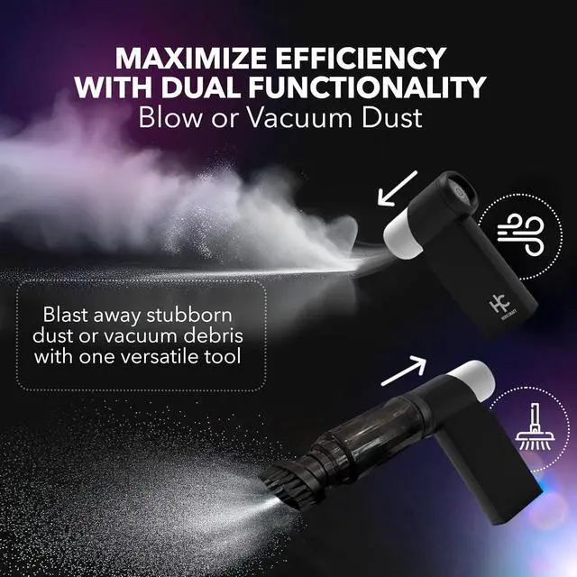 Alt view image 7 of 7 - Air Duster Turbo Fan and Vacuum Electric Compressed Air Duster with Vacuum Capability Powerful 160G Blow Force Rechargeable & Portable Air Duster for PC Laptop Keyboard Home & Car Dust Removal