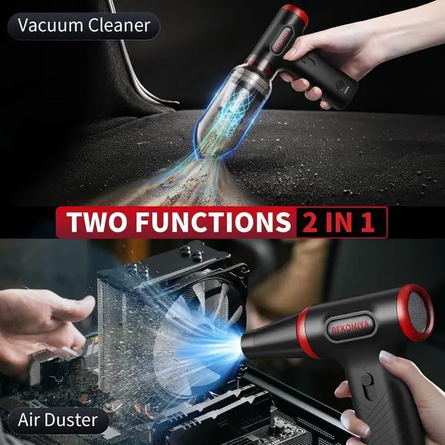 Alt view image 2 of 7 - Compressed Air Duster 1 Button Adjustment 120000RPM Electric Air Duster with LED Light Rechargeable Cordless Air Blower for Computer Keyboard Outdoors Car Home (Black)