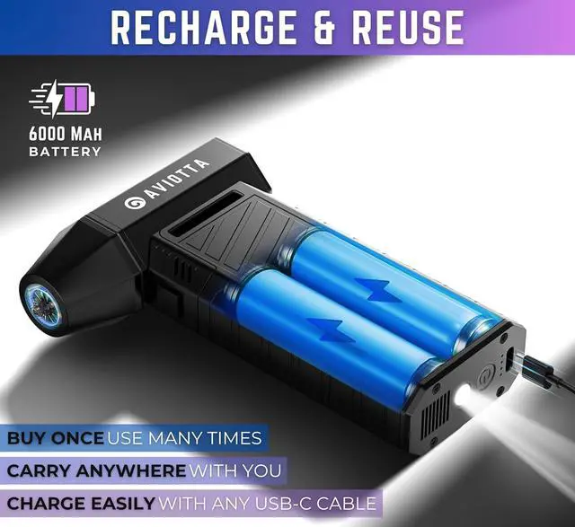 Alt view image 4 of 7 - Compressed Air Duster -132000RPM Powerful & High Speed Rechargeable air Duster with 6000mAh Rechargeable & Reusable Battery. Mini Blower Luxury & Durable Compressed Air Blower for PC Car & Home