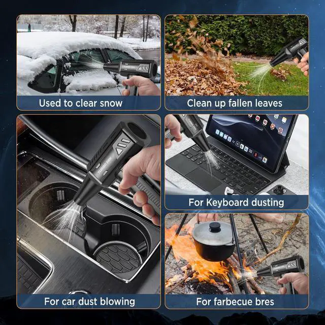 Alt view image 7 of 7 - Compressed Air Duster 300000RPM Super Power Cordless Electric Air Duster 10000mAH Rechargeable Brushless Motor Blower 3-Gear Adjustable Turbo Fan Duster Blower for Computer Car Outdoor and House