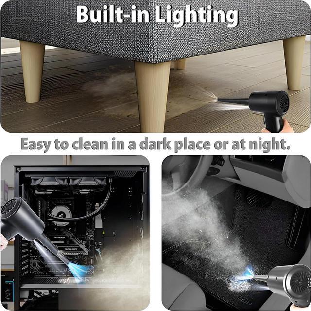 Alt view image 3 of 7 - Compressed Air Duster Car VacuumElectric Air Duster and Vacuum 2 in 1 3 Speeds 100000 RPM Cordless Air Blower Reusable Air Duster for Computer Keyboard Swimming Ring Car with LED Light