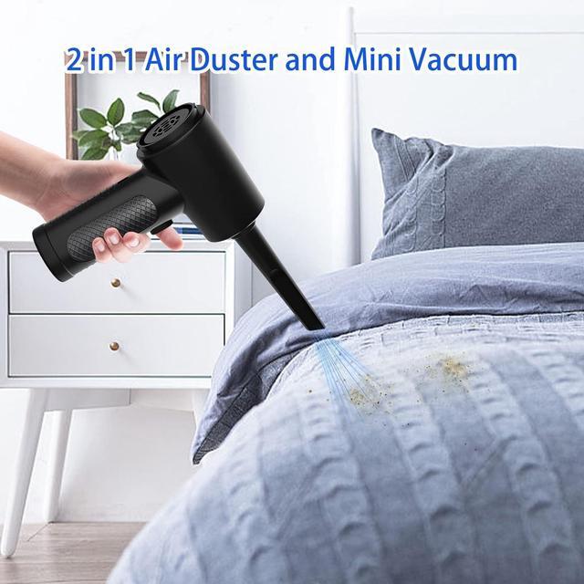 Alt view image 6 of 7 - Compressed Air Duster Car VacuumElectric Air Duster and Vacuum 2 in 1 3 Speeds 100000 RPM Cordless Air Blower Reusable Air Duster for Computer Keyboard Swimming Ring Car with LED Light