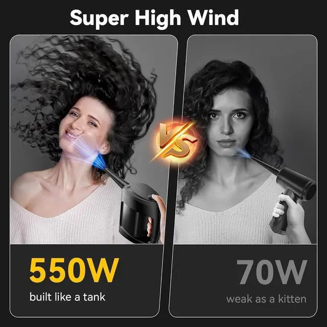 Alt view image 2 of 7 - Compressed Air Duster 550W Electric Air Duster Super Powerful Air Blower Duster for Laptop Electric Duster for PC Cleaning Kit Electronics and Home Cleaning Datavac Dust Blower to Replaces Can Air
