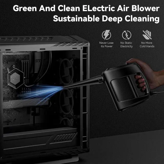 Alt view image 5 of 7 - Compressed Air Duster 550W Electric Air Duster Super Powerful Air Blower Duster for Laptop Electric Duster for PC Cleaning Kit Electronics and Home Cleaning Datavac Dust Blower to Replaces Can Air