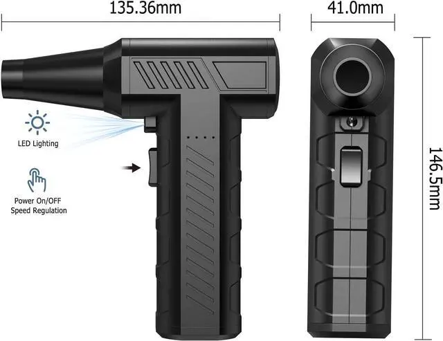 Alt view image 4 of 6 - Compressed Air Duster - Mini Turbo Fan 180000RPM Cordless Electric Air Duster for Keyboard PC Cleaning No Canned Jet Dry Blower for Home and Car
