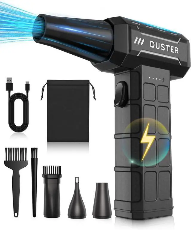 Main image of Compressed Air Duster-150 000RPM Electric Cleaner Rechargeable Cordless Air Blower for Keyboard PC Electric Devices Cleaning Turbo Jet Dry Replace Canned Air Compressed Air Cans (Black)