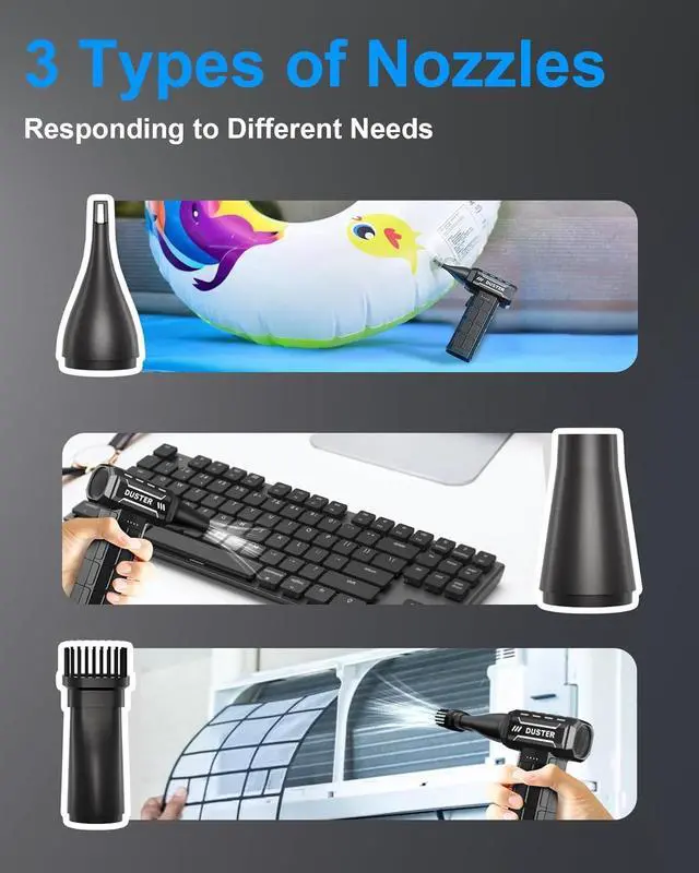 Alt view image 3 of 7 - Compressed Air Duster-150 000RPM Electric Cleaner Rechargeable Cordless Air Blower for Keyboard PC Electric Devices Cleaning Turbo Jet Dry Replace Canned Air Compressed Air Cans (Black)