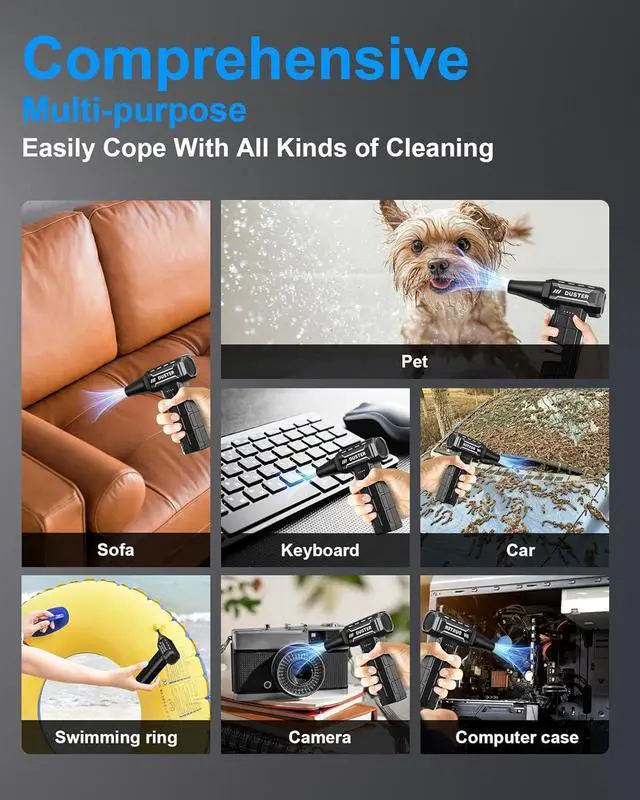 Alt view image 6 of 7 - Compressed Air Duster-150 000RPM Electric Cleaner Rechargeable Cordless Air Blower for Keyboard PC Electric Devices Cleaning Turbo Jet Dry Replace Canned Air Compressed Air Cans (Black)