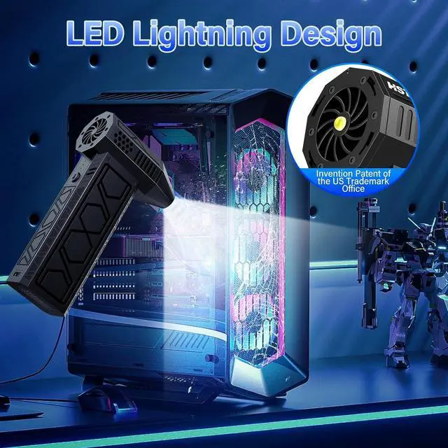 Alt view image 2 of 7 - Electric Air Duster with Flashlight 180000RPM Compressed Air Duster Turbo Fan(10000mAh) Multipurpose Jet Fan High-Speed Air Blower with 4 Gear Electric Air Blower Duster with Assist Lighting