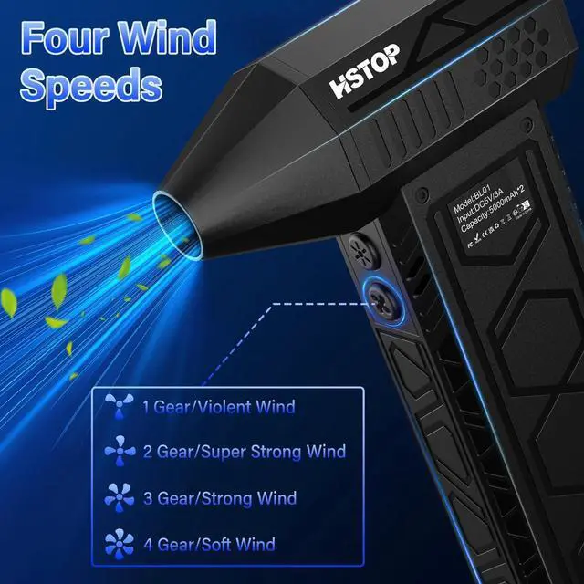 Alt view image 5 of 7 - Electric Air Duster with Flashlight 180000RPM Compressed Air Duster Turbo Fan(10000mAh) Multipurpose Jet Fan High-Speed Air Blower with 4 Gear Electric Air Blower Duster with Assist Lighting