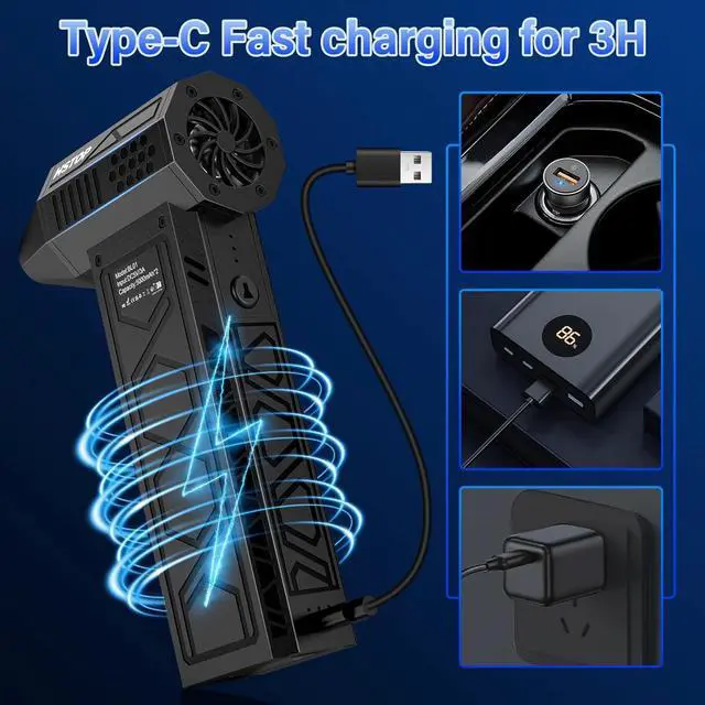 Alt view image 7 of 7 - Electric Air Duster with Flashlight 180000RPM Compressed Air Duster Turbo Fan(10000mAh) Multipurpose Jet Fan High-Speed Air Blower with 4 Gear Electric Air Blower Duster with Assist Lighting