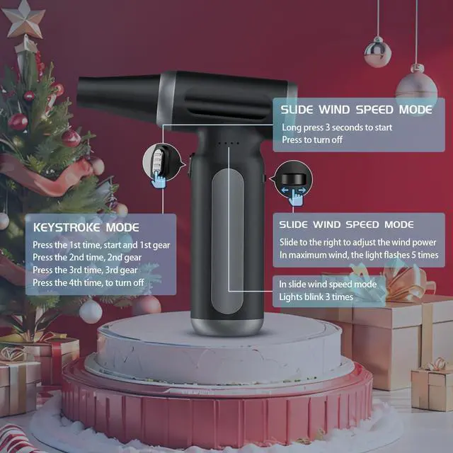 Alt view image 3 of 7 - Electric Compressed Air Duster - 33 0000 RPM Rechargeable Cordless Turbo Blower Portable Air Blower Gun for Cars PC Keyboard Home & Outdoor Dust Cleaning (Replaces Compressed Air Cans)
