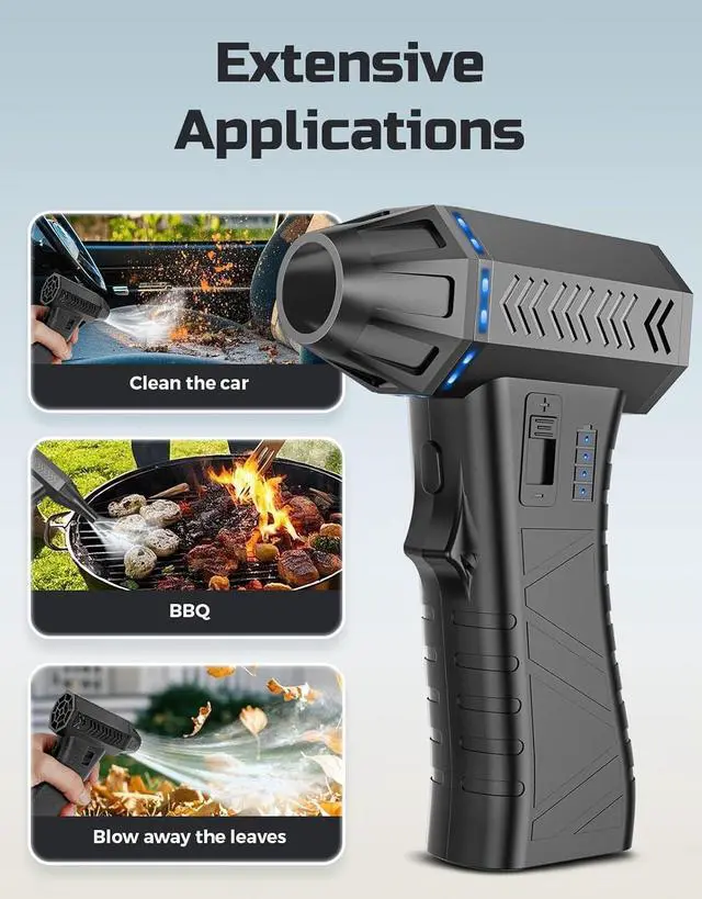 Alt view image 7 of 7 - Compressed Air Duster -300000RPM Air Blower Gun Replace Dust Off Canned Air Spray 8000mAh Battery Keyboard Cleaner Electronic Cleaning Kit Mini Turbo Jet Dry Blower for PC/Computer/Blaster