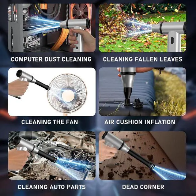 Alt view image 7 of 7 - Compressed Air Duster 300000RPM Air Duster Electric Cleaner for Keyboard PC Deep Cleaning Cordless Air Blaster Replace Compressed Air Can-No Canned Air Duster Rechargeable Air Blower