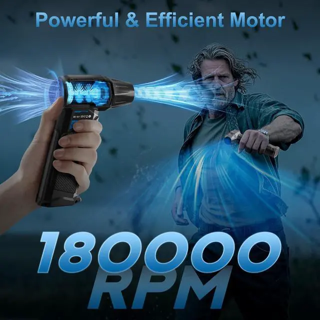 Alt view image 2 of 6 - Compressed Air Duster 180 000 RPM Electric Air Duster Fast Rechargeable Air Blower Replace Compressed Air Can Cordless Air Broom Turbo Jet Air Blower for Keyboard Car PC Dry Cleaning