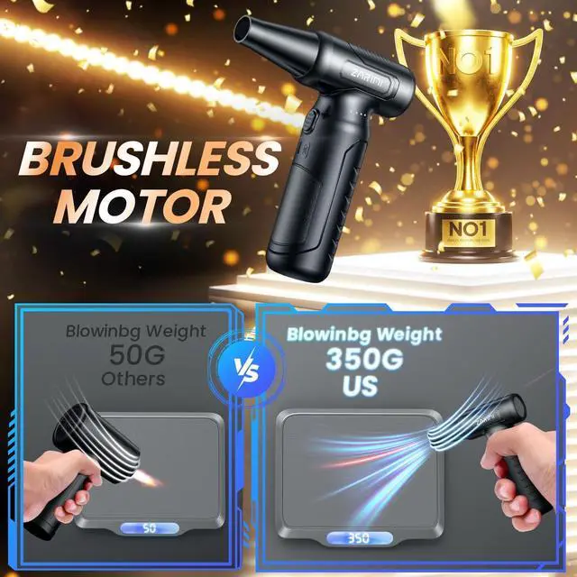 Alt view image 3 of 7 - Electric Air Duster - 33 0000 RPM High-Speed Compressed Air Blower Gun Rechargeable Mini Turbo Jet Fan Cordless for Keyboard PC Car Home & Outdoor Cleaning Dust Replaces Compressed Air Cans