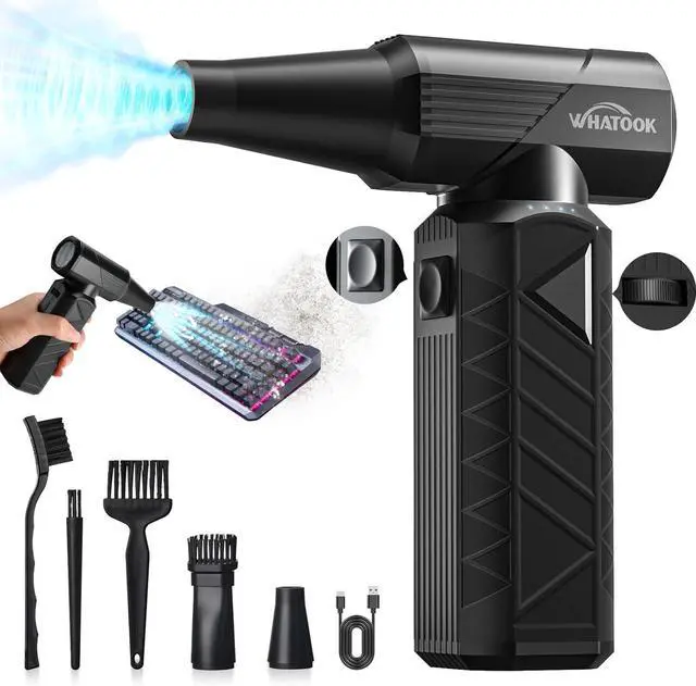 Main image of Compressed Air Duster: 180000RPM Air Blower with Stepless Speed Regulation Mode Electric Air Duster with Brushless Motor Air Duster for Keyboard Computer Car and Home CleaningBlack