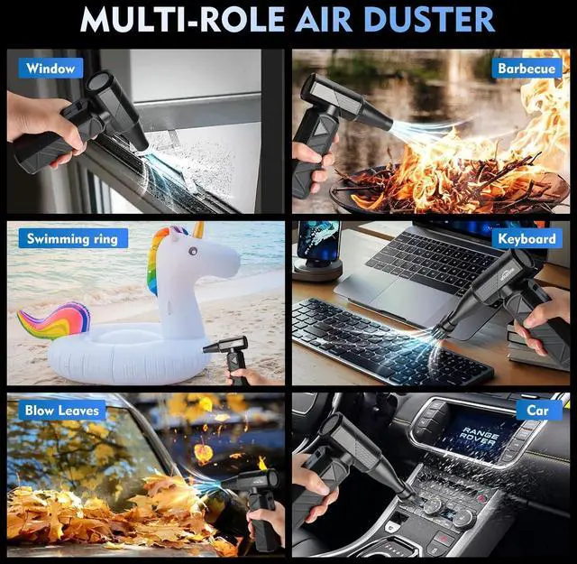 Alt view image 6 of 7 - Compressed Air Duster: 180000RPM Air Blower with Stepless Speed Regulation Mode Electric Air Duster with Brushless Motor Air Duster for Keyboard Computer Car and Home CleaningBlack