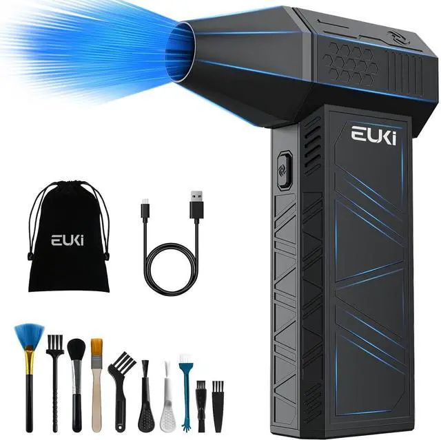 Main image of Compressed Air Duster-150000RPM Electric Air Duster Cordless Rechargeable High-Speed Air Blower 3-Gear Adjustable Jet Dry Blower for Keyboard PC Car Air Bed and Home Cleaning Black