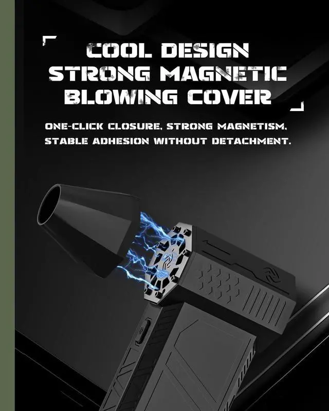 Alt view image 6 of 7 - Compressed Air Duster-150000RPM Electric Air Duster Cordless Rechargeable High-Speed Air Blower 3-Gear Adjustable Jet Dry Blower for Keyboard PC Car Air Bed and Home Cleaning Black