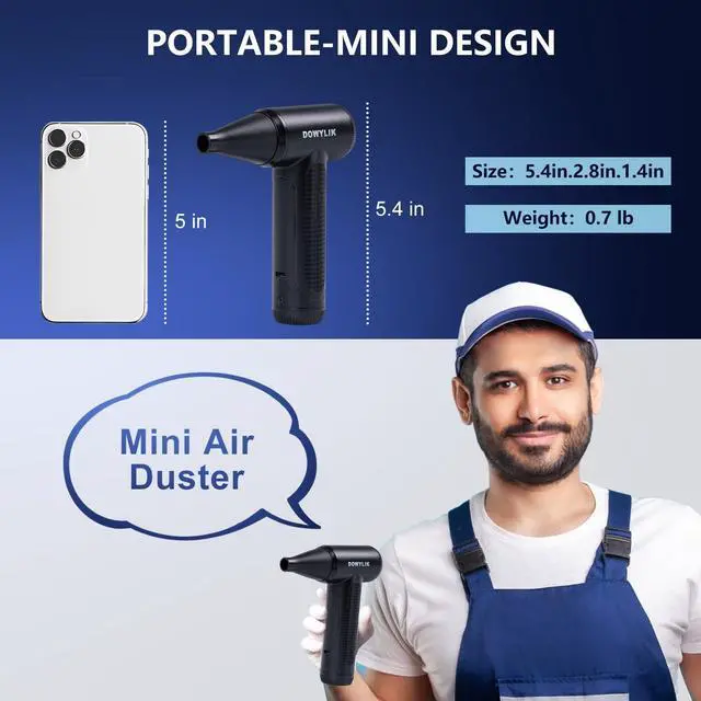 Alt view image 5 of 7 - Compressed Air Duster - 150000RPM Brushless Motor Mini Air Blower for PC Cleaning Kit Canned Air Duster for Computers Rechargeable & Portable Compressed Air for Electronics