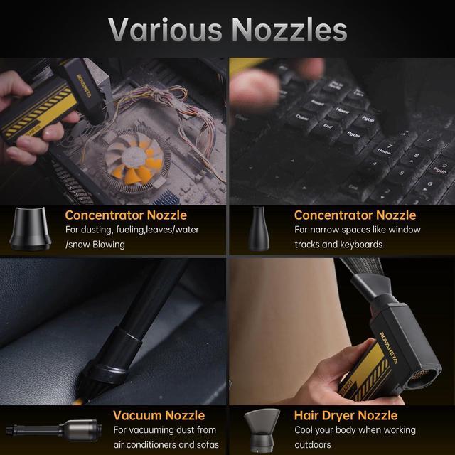 Alt view image 7 of 7 - Cordless Electric Compressed Air Duster 130000RPM Air Blower with Light and 1/4 Nut Aluminum Alloy Metal Portable Dust Cleaner Turbo Fan Dry Blower Duster for Cleaning Keyboard PC Car Home Outdoor