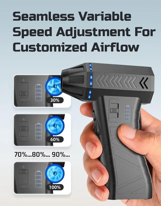 Alt view image 5 of 7 - Compressed Air Duster -300000RPM Air Blower Gun Replace Dust Off Canned Air Spray 8000mAh Battery Keyboard Cleaner Electronic Cleaning Kit Mini Turbo Jet Dry Blower for PC/Computer/Blaster