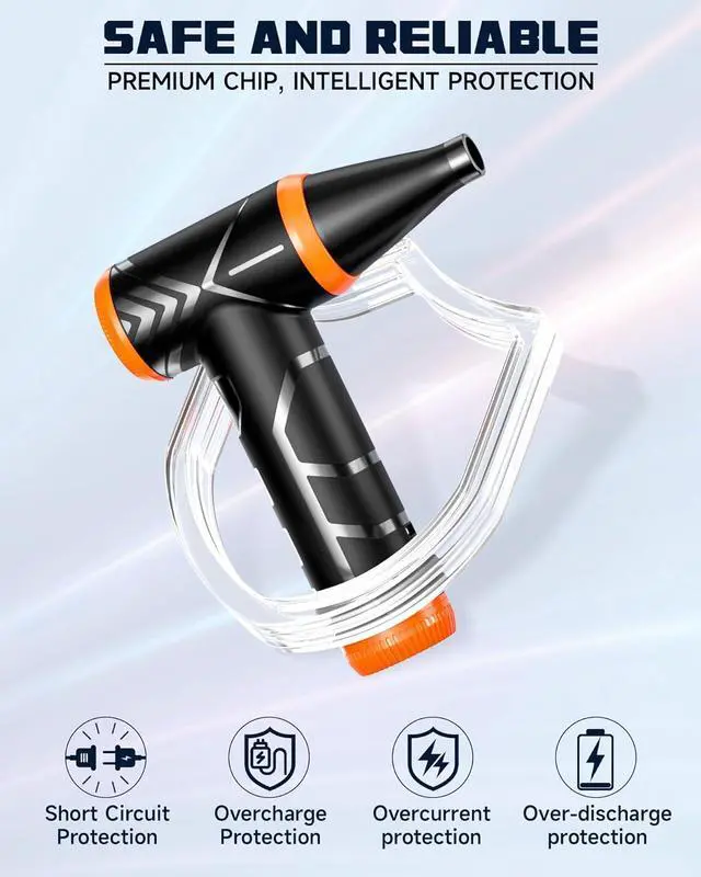 Alt view image 4 of 7 - Compressed Air Duster 150000RPM Stepless Speed Tiny Electric Cleaner for Keyboard PC Deep Cleaning Replace Compressed Air Can-No Canned Air Duster Rechargeable Air Blower - Vibrant Orange