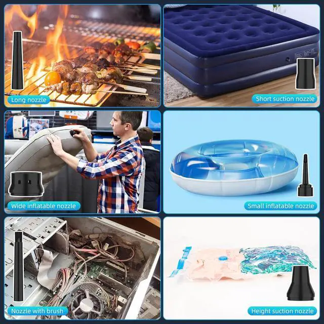Alt view image 5 of 7 - Compressed Air Duster 6000mAh Battery - Electric Air Duster Addcolor AD-38 Keyboard Cleaner for Office-3 Adjustable Wind Speeds with LED Light Cordless & Reusable Canned Air Duster for Computers