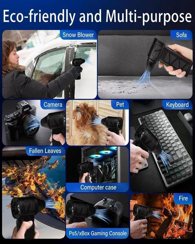 Alt view image 2 of 7 - Compressed Air Duster 350000 RPM Electric Air Duster Rechargeable Cordless Air Blower Power Turbo Fan 5 Gears Adjustable Jet Dry Blower Replace Air Can for Keyboard Computer Car Outdoor Home