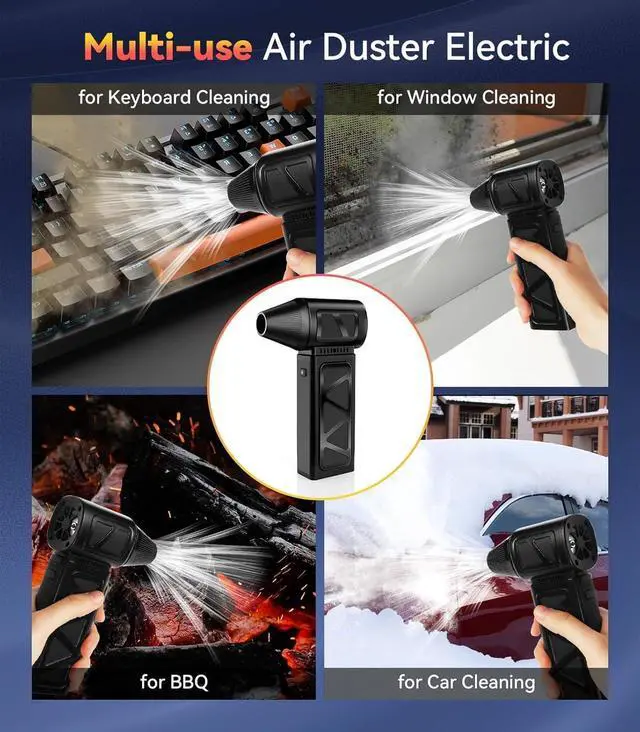 Alt view image 6 of 7 - Compressed Air Duster 350000 RPM Electric Air Duster Rechargeable Cordless Air Blower Power Turbo Fan 5 Gears Adjustable Jet Dry Blower Replace Air Can for Keyboard Computer Car Outdoor Home
