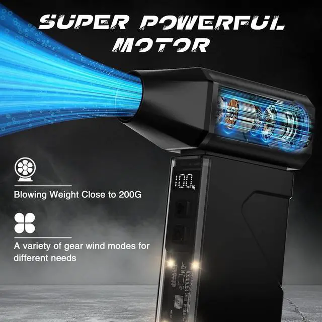 Alt view image 2 of 6 - Compressed Air Duster 130000RPM Electric Air Duster with LED Light Mini Air Blower (10000mAh) Rechargeable Cordless for Keyboard Cleaning Car and Home Cleaning Kit Replaces Compressed Air Can